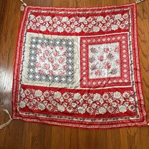 Johnny Was Floral Red and White Scarf